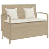Image de VidaXL Banc de rangement de jardin avec coussin beige résine tressée 4104215