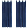 Image de Rideaux occultants en velours - vidaXL - Bleu foncé - 140x225 cm - Lot de 2 - Boucles en tissu - Lavable en machine