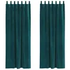 Image de Rideaux occultants en velours - vidaXL - 140x260 cm - Vert foncé - Lot de 2 - Boucles en tissu - Lavable en machine