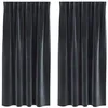 Image de Rideaux occultants en velours - vidaXL - Gris foncé - 140x175 cm - Lot de 2 - Accroche facile - Bloque la lumière