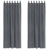 Image de Rideaux occultants en velours - vidaXL - Gris clair - 140x225 cm - Lot de 2 - Boucles en tissu - Lavable en machine