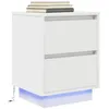 Image de VidaXL Table de chevet avec lumières LED blanc 38x34x50 cm table de nuit table de lit table dappoint armoire de lit 861283