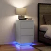 Image de vidaXL Table de chevet avec lumières LED blanc 38x34x65 cm table de nuit table de lit table dappoint armoire de lit 861301