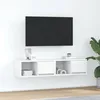 Image de vidaXL Meubles TV 2 pcs blanc 60x31x25 5 cm bois dingénierie banc TV meuble hifi centre de divertissement buffet TV 861437