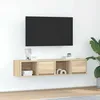 Image de vidaXL Meubles TV 2 pcs chêne sonoma 60x31x255 cm bois dingénierie banc TV meuble hifi centre de divertissement buffet 861441