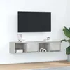 Image de vidaXL Meubles TV 2 pcs gris béton 60x31x255 cm bois dingénierie banc TV meuble hifi centre de divertissement buffet 861443