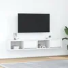 Image de vidaXL Meubles TV 2 pcs blanc 80x31x25 5 cm bois dingénierie banc TV meuble hifi centre de divertissement buffet TV 861455