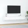 Image de vidaXL Meubles TV 2 pcs blanc 80x31x255 cm bois dingénierie banc TV meuble hifi centre de divertissement buffet TV 861509