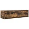 Image de Meuble TV mural - vidaXL - Chêne fumé - 100x31x25 5 cm - Bois dingénierie - 2 tiroirs - Assemblage requis