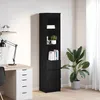 Image de vidaXL Buffet haut chêne noir 375x35x180 cm bois dingénierie armoire armoire latérale armoire de rangement haute 861662