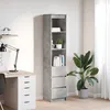 Image de vidaXL Buffet haut gris béton 375x35x180 cm bois dingénierie armoire armoire latérale armoire de rangement haute 861664