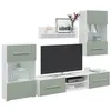 Image de vidaXL Meubles TV avec lumière LED 5 pcs vert olive bois dingénierie meuble TV meuble de rangement multimédia meuble de 3324232