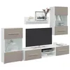 Image de vidaXL Meubles TV avec lumière LED 5 pcs gris pierre bois dingénierie meuble TV meuble de rangement multimédia meuble de 3324233
