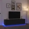 Image de vidaXL Meuble TV avec lumières LED chêne noir 193 5x41x50 cm support TV meuble télé meuble multimédia banc TV meuble 3328436