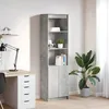 Image de vidaXL Buffet haut gris béton 50x35x180 cm bois dingénierie 3328465