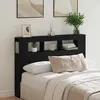 Image de vidaXL Tête de lit LED avec étagère Chêne noir 140 x 185 x 1035 cm 862212