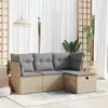Image de vidaXL Salon de jardin avec coussins 4 pcs beige résine tressée 3325255