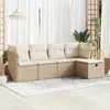 Image de vidaXL Salon de jardin avec coussins 5 pcs beige résine tressée ensemble de canapés dextérieur ensemble de canapé dangle