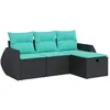 Image de Salon de jardin en résine tressée - vidaXL - 4 pièces - Noir - Résine tressée - Rangement intégré
