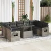 Image de vidaXL Salon de jardin avec coussins 10 pcs gris résine tressée 3326541