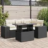 Image de vidaXL Salon de jardin 5 pcs avec coussins noir résine tressée 3326787