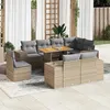 Image de vidaXL Salon de jardin avec coussins 9 pcs beige résine tressée 3327391