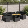 Image de vidaXL Salon de jardin avec coussins 8 pcs noir résine tressée acacia 3327513