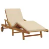 Image de Transat en bois dacacia - vidaXL - 200x67x84 cm - Beige - Dossier multipositions - Repose-pieds réglables
