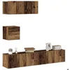 Image de vidaXL Ensemble de meuble TV mural 4 pcs vieux bois bois dingénierie meuble TV meuble multimédia console TV meuble 3329155