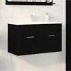 Image de Meuble Sous Lavabo Noir Chêne 80x385x46 cm Bois Ingénierie