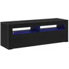 Image de Meuble TV moderne - vidaXL - Chêne noir - 120x35x40 cm - Bois dingénierie - Bandes LED - 2 portes - 3 étagères
