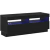 Image de Meuble TV moderne - vidaXL - Chêne noir - 100x35x40 cm - Bois dingénierie - Bandes LED - 2 portes - 3 étagères