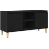 Image de Meuble TV moderne - vidaXL - 102x35x50 cm - Bois dingénierie - Noir - Portes affleurantes - Étagères pratiques