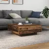Image de Table basse - Vintage - Bois massif - 80x80 cm - Lumières LED intégrées