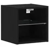 Image de Meuble TV moderne - vidaXL - Bois dingénierie - 30x285x30 cm - Noir - Éclairage LED - 1 porte à charnières