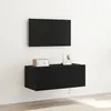 Image de Meuble TV - Chêne noir - 80x35x31 cm - Éclairage LED intégré - Bois dingénierie mat