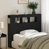 Image de vidaXL Tête de lit LED avec étagère Chêne noir 120 x 185 x 1035 cm 863114