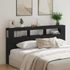 Image de vidaXL Tête de lit LED avec étagère Chêne noir 200 x 185 x 1035 cm 863116