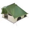Image de Tente Tipi - vidaXL - 358x296x258 cm - Vert - Taffetas - Imperméable - 8 personnes - 1 porte - 6 fenêtres - E-Port