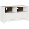Image de Meuble TV en bois de pin - vidaXL - 99x43x55 cm - Blanc - Rectangulaire - Finition mate - Rangement avec 4 compartiments