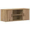 Image de Meuble TV chêne artisanal - vidaXL - 100x35x40 cm - Bois dingénierie - 2 portes - 1 étagère - Assemblage requis