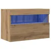 Image de Meuble TV mural - vidaXL - 60x30x40 cm - Chêne artisanal - Bois dingénierie - Éclairage LED - Montage mural - 1 étagère