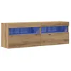 Image de Meuble TV mural - vidaXL - Chêne artisanal - 60x30x40 cm - Bois dingénierie - Bandes LED - Montage mural - 2 pièces