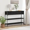 Image de Table Console Noir Chêne 100x25x75 cm Bois Ingénierie et Acier