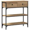 Image de Table console en chêne massif - vidaXL - 72.5 x 25 x 75 cm - Chêne artisanal - Industrielle - 2 tiroirs - Pieds en acier