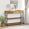Image de Table Console en Bois Ancien 100x28x75 cm en Bois Ingénieré et Acier