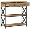 Image de Table console industrielle - vidaXL - 75x28x75 cm - Chêne artisanal - Bois aggloméré et métal - Avec tiroir