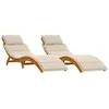 Image de Transat dextérieur en bois dacacia - vidaXL - Blanc - 184x55x64 cm - Coussin en polyester - Dossier réglable