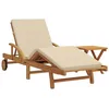 Image de Transat en bois dacacia - vidaXL - Dossier réglable - 200x67x84 cm - Beige - Résistant aux intempéries