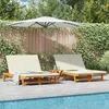 Image de Chaise longue double avec des roulettes et un coussin en bois d acacia massif